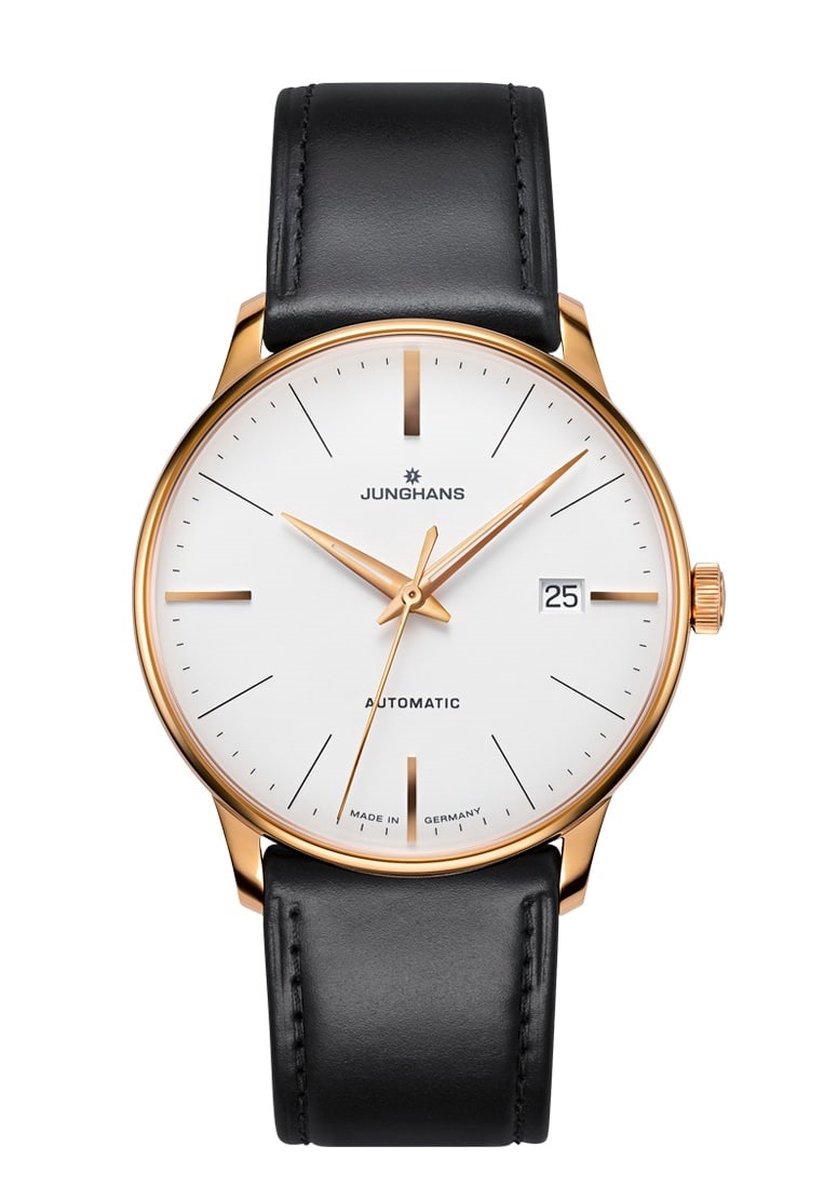 Junghans Meister Classic - horloge - heren - automaat - klassiek - goud - kalfsleer - cadeautip