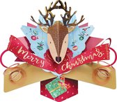 3D Pop-up Wenskaart met envelop - Merry Christmas - Reindeer