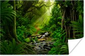 Poster Jungle - Water - Feuilles - Soleil - Nature - 60x40 cm - Décorations de Noël - Décoration de Noël pour intérieur - Noël