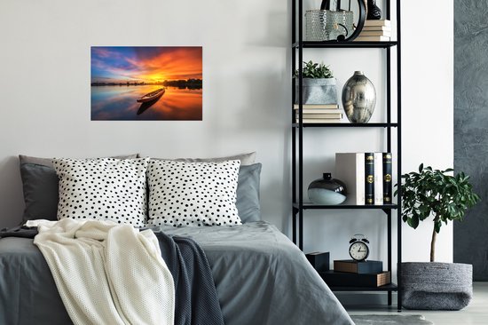 Affiche Bateau - Water - Coucher de soleil - Oranje - Water - 30x20 cm - Décorations de Noël - Décoration de Noël pour l'intérieur - Noël