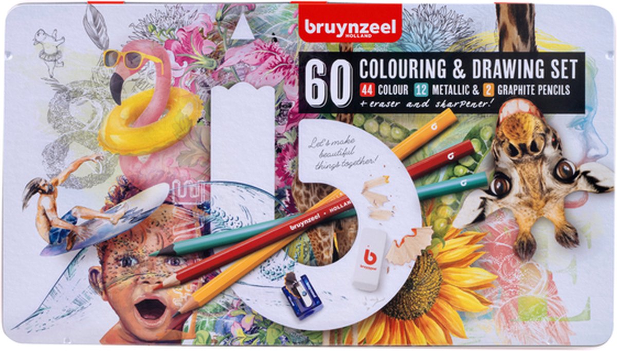 Kleurpotloden Bruynzeel creatief kunstenaarsblik 60stuks assorti | 4 stuks