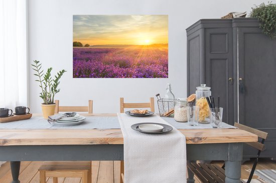 Poster Lavande - Coucher de soleil - Arbres - Violet - 120x90 cm