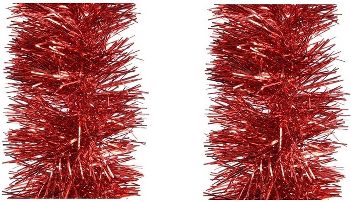 4x stuks rode folie slingers/guirlandes 270 x 10 cm - kerstboomslingers/kerstguirlandes - Kerstboomversiering rood