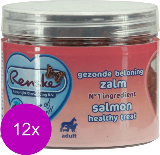 Renske Gezonde Beloning Hartjes Hondensnack Zalm - 12 x 100 gr - Voordeelverpakking