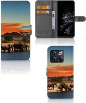 Wallet Book Case OnePlus 10T Telefoon Hoesje Olifanten