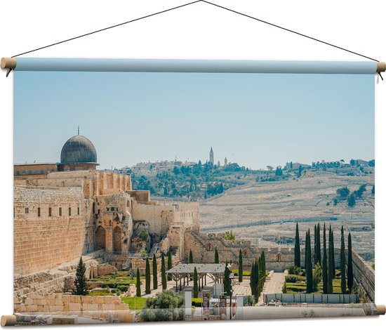 WallClassics - Textielposter - Westmuur in Jeruzalem - 90x60 cm Foto op Textiel