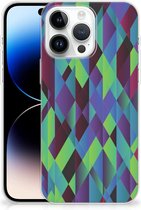 TPU Silicone Hoesje Geschikt voor iPhone 14 Pro Max Smartphonehoesje met naam Abstract Groen Blauw