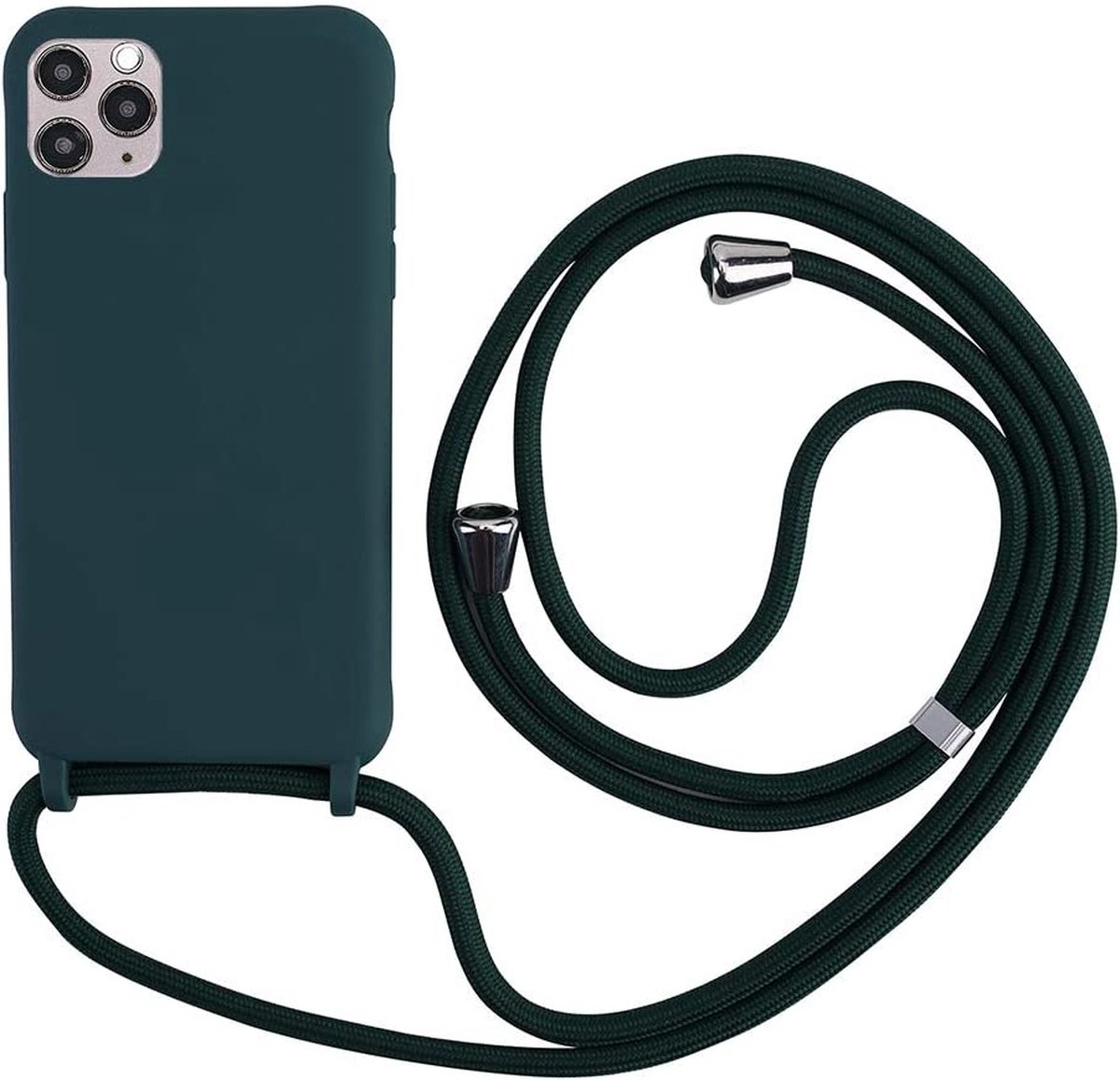 RNZV hoesje geschikt voor Apple iPhone 14 pro max- Siliconen Back Cover met koord - groen