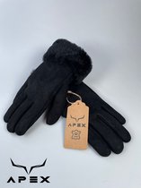 Leren Handschoenen - Premium kwaliteit %100 Schapenleer - Zwart-  Winter - Extra warm - Maat S