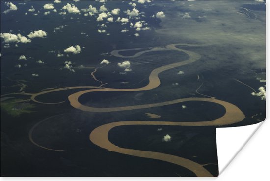 Amazone rivier Brazillie foto afdruk Poster 60x40 cm - Foto print op Poster (wanddecoratie woonkamer / slaapkamer) / Brazilië Poster