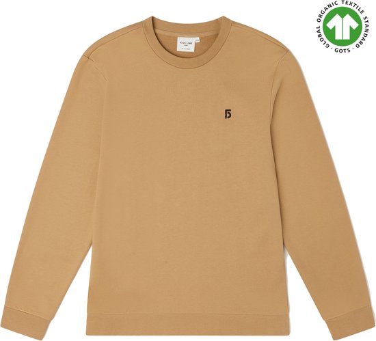 FIVE LINE LABEL - Basic Trui Beige - Heren - Biologisch Katoen - Oversized Fit - Maat L/XL