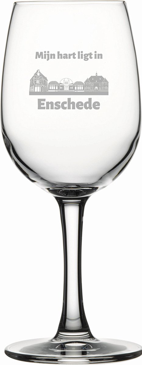 Gegraveerde witte wijnglas 26cl Enschede