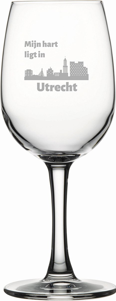 Gegraveerde witte wijnglas 26cl Utrecht