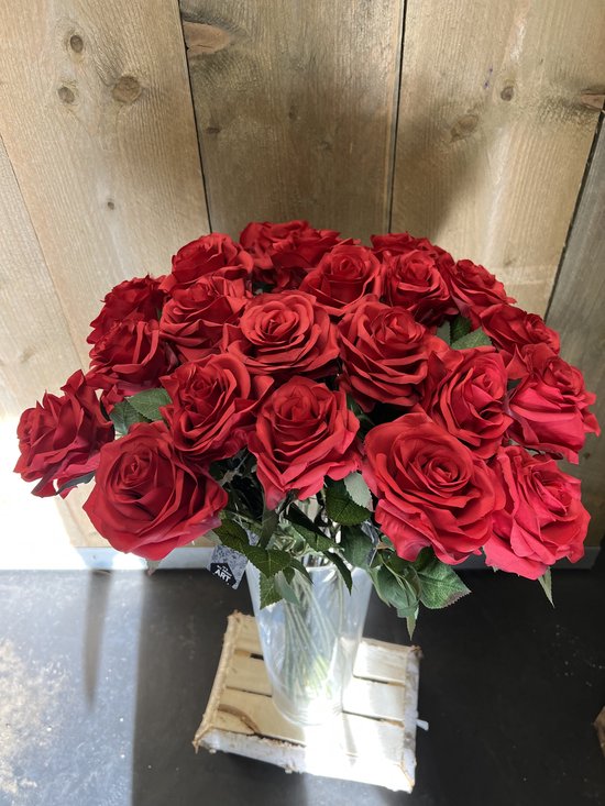 5-Roses en soie-Roses Longlife-Roses artificielles 60cm-Indiscernables du vrai-Bloemenshopmaja.nl-Roses de luxe- Fleurs artificielles-Rouge-