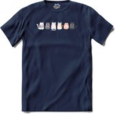 Katten vrienden - T-Shirt - Heren - Navy Blue - Maat L