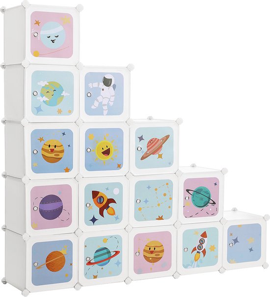 Songmics 15 Cube Reksysteem Opbergkast Voor Kinderen Kledingkast Met Deuren Kunststof Schoenenrek Boltless Rekken Multifunctionele Schoenen Speelgoed 751834443