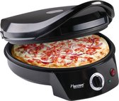 Bestron Pizzaoven tot max. 230 °C, Pizzamaker met boven-/ onderwarmte, voor zelfgemaakte of diepvriespizza's, tarte flambée, quiche of wraps tot Ø 27cm, 1.800 watt, kleur: zwart