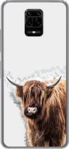 Geschikt voor Xiaomi Redmi Note 10 Lite hoesje - Schotse hooglander - Verf - Grijs - Siliconen Telefoonhoesje