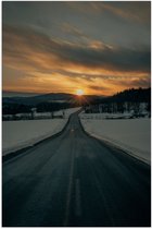 WallClassics - Poster (Matte) - Road to the Sunset - 40x60 cm Photo sur Papier Poster avec un aspect Mat