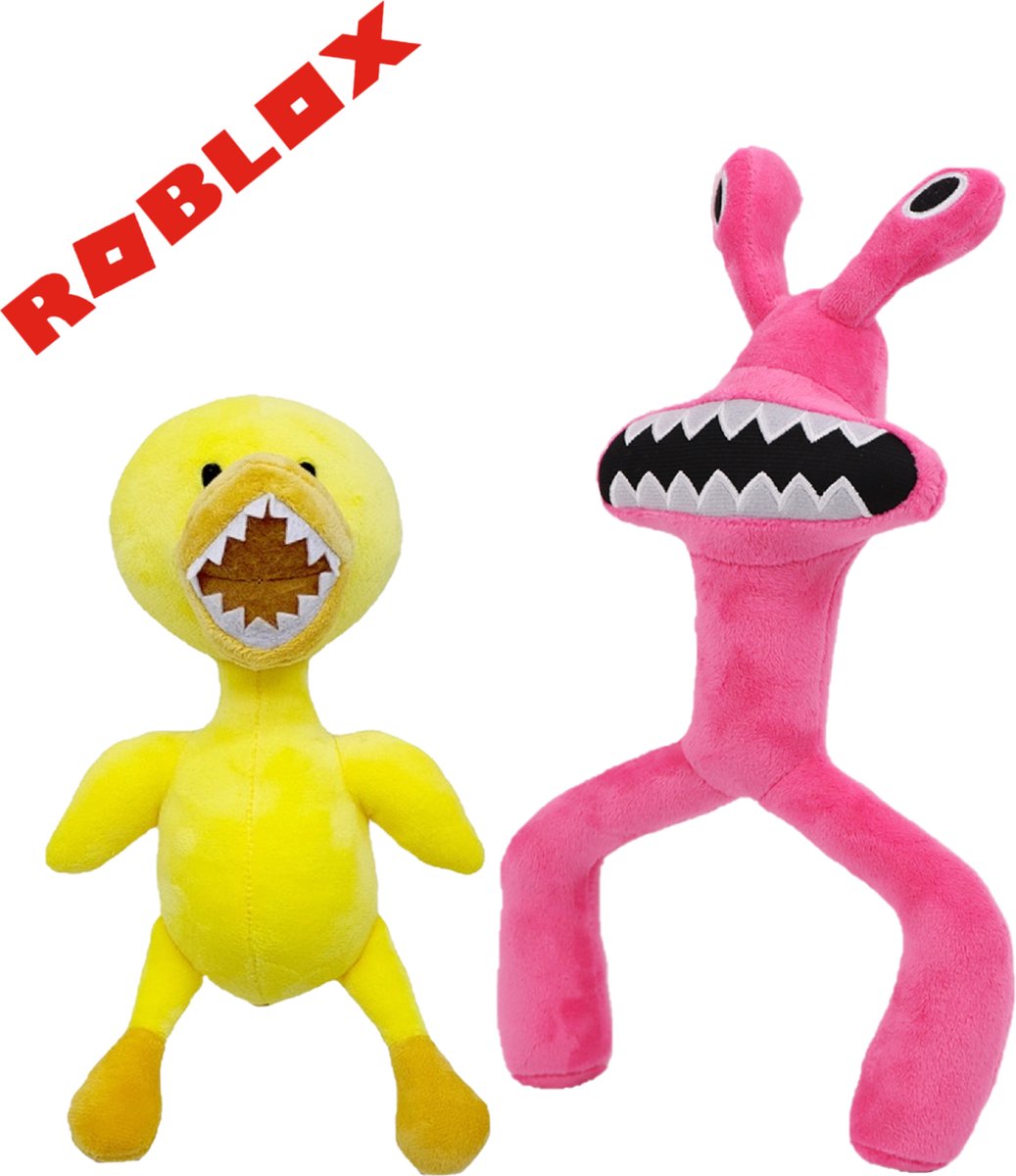 Klikkopers® Roblox Rainbow Friends Knuffel Set van 2 - Pink & Yellow Duck - Pluche Rainbow Friends