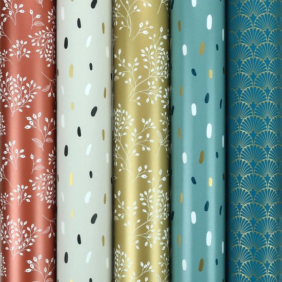 Metallic cadeaupapier - Uni kleuren inpakpapier voor Kerst - 150 x 70