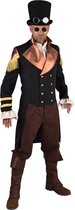 Magic By Freddy's - Steampunk Kostuum - Steampunk Jas Glimmend Bronzen Kraag Man - Zwart - Small - Carnavalskleding - Verkleedkleding