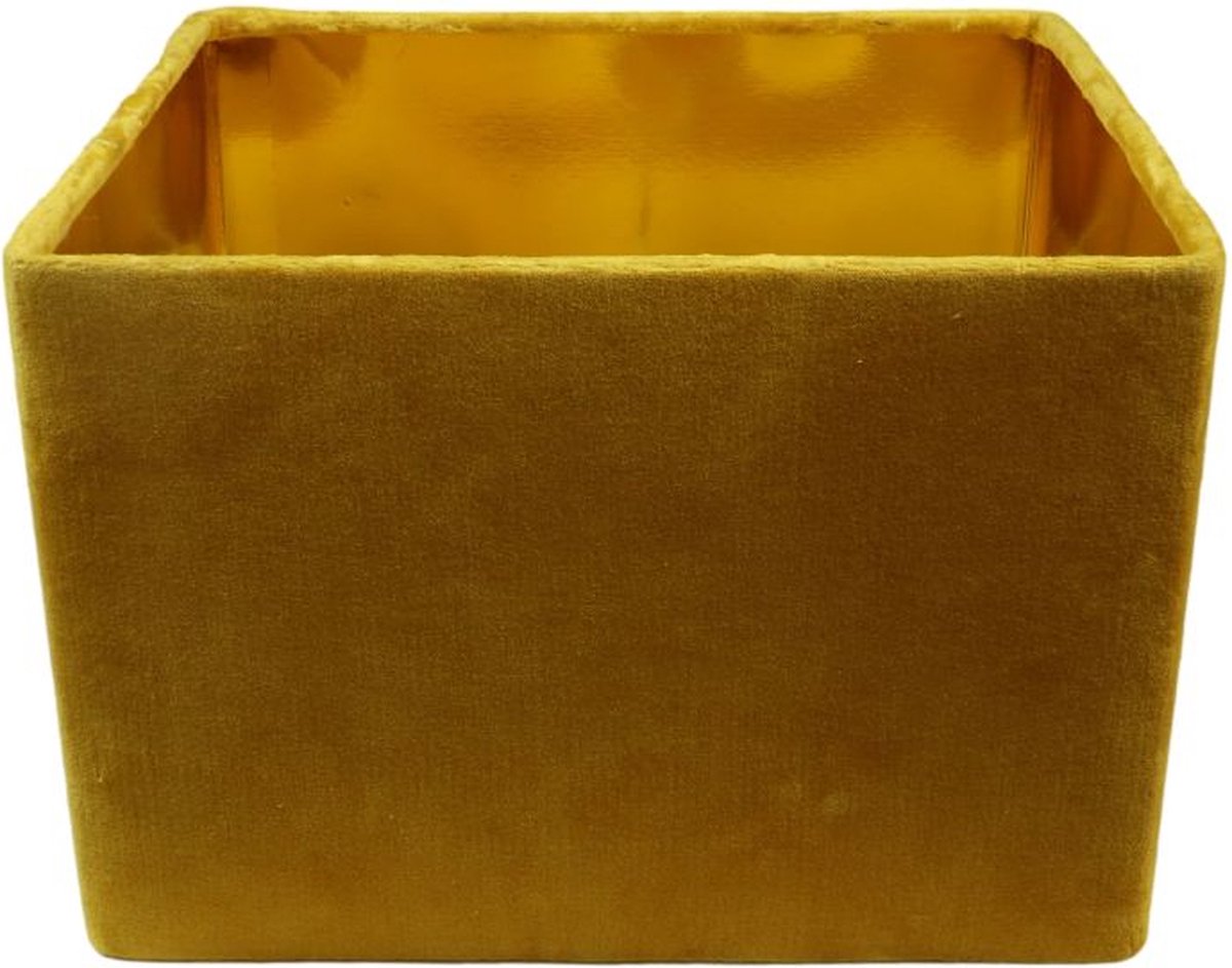 Vierkante lampenkap - 30x30x20 - Mosterdgeel/goud - Velvet