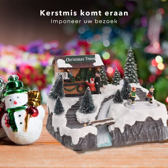 Kerstdorp, scène met verlichting, kerstdecoratie