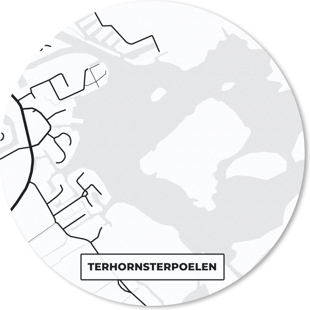 Muismat rond 20x20 cm - Mousepad Plattegrond - Terhornsterpoelen - Friesland - Stadskaart - Kaart - Ronde muismatten - Stadskaart