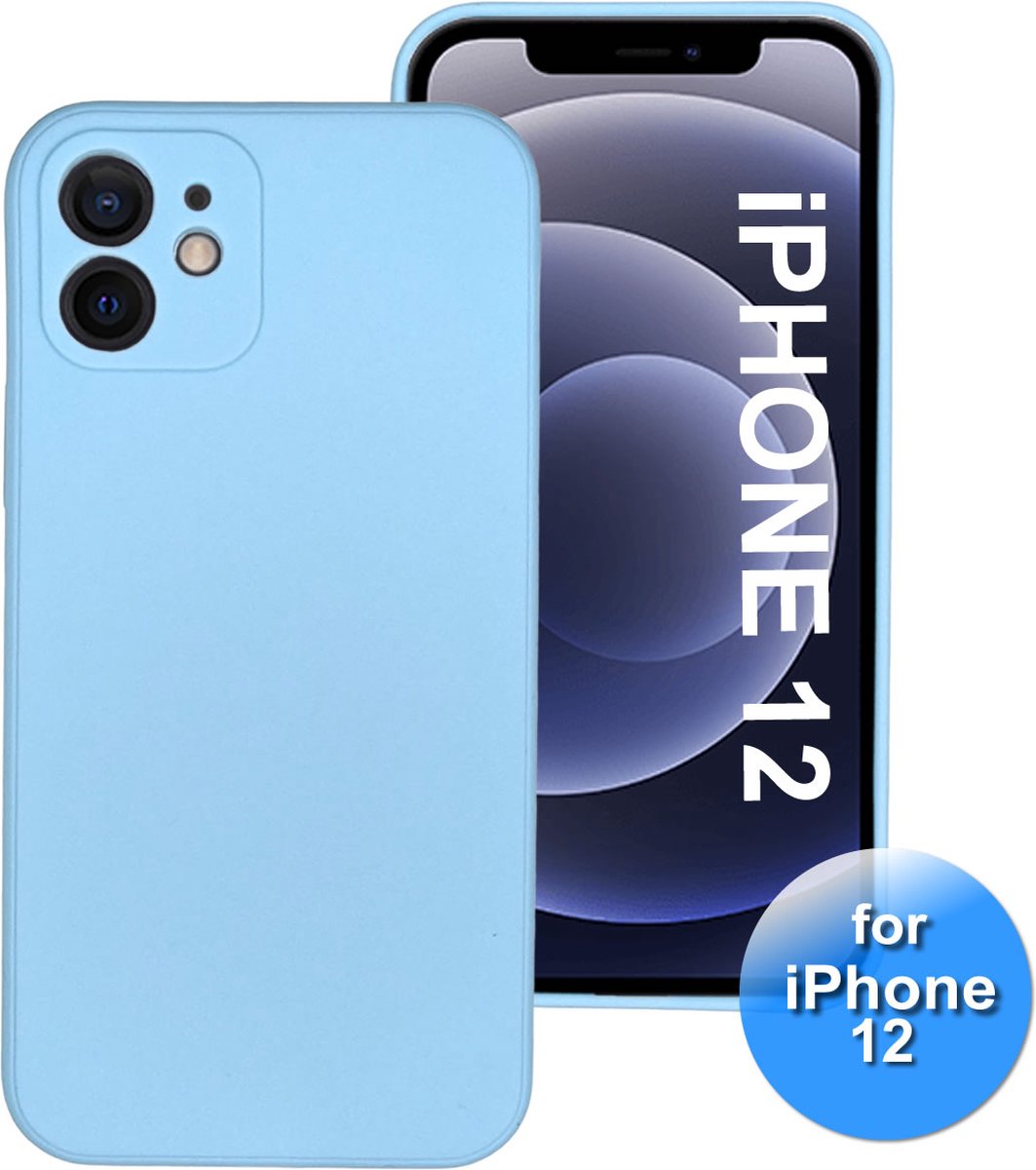 Hoesje geschikt voor iPhone 12 - telefoonhoesje - Back Cover - Siliconen - Licht Blauw