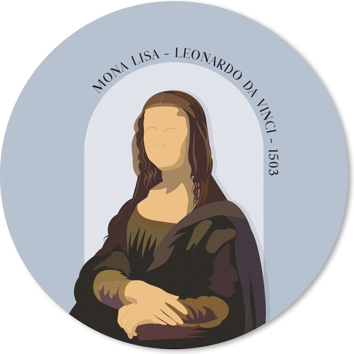 Muismat rond 30x30 cm - Mousepad Mona Lisa - Blauw - Vintage - Oude meesters - Ronde muismatten