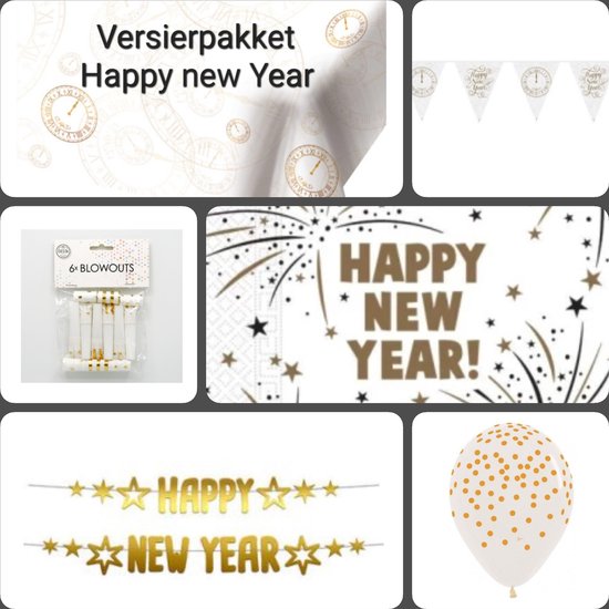 Happy new Year Versiering , Nieuwjaar, Feestversiering, Vlaggenlijn