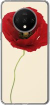 Geschikt voor OnePlus 7T hoesje - Close-up van een rode klaproos - Siliconen Telefoonhoesje