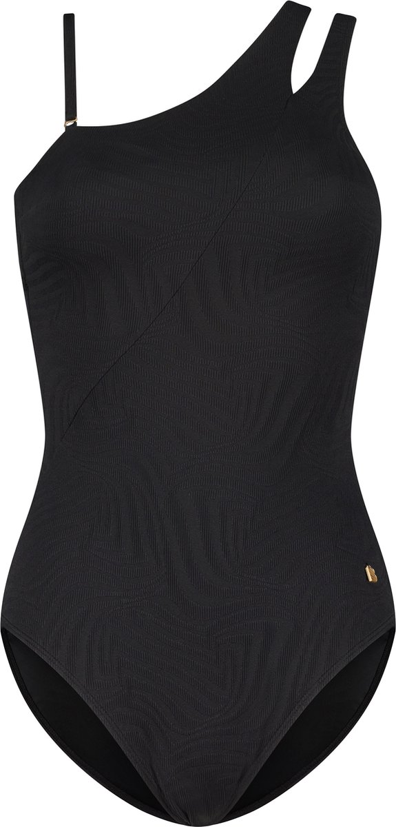 BEACHLIFE One-shoulder swimsuit BLACK SWIRL in black