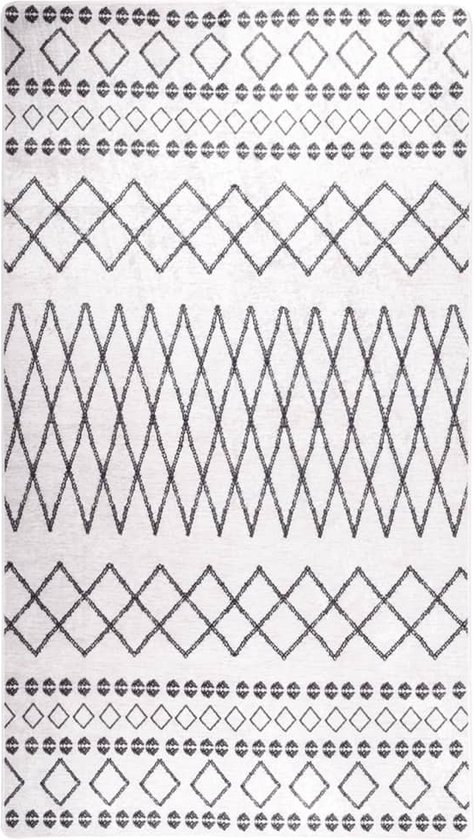 vloerkleed - wasbaar - zwart wit  - anti slip - zacht - decoratie - bescherming - fluweel - weinig onderhoudt - 190 - 300  cm