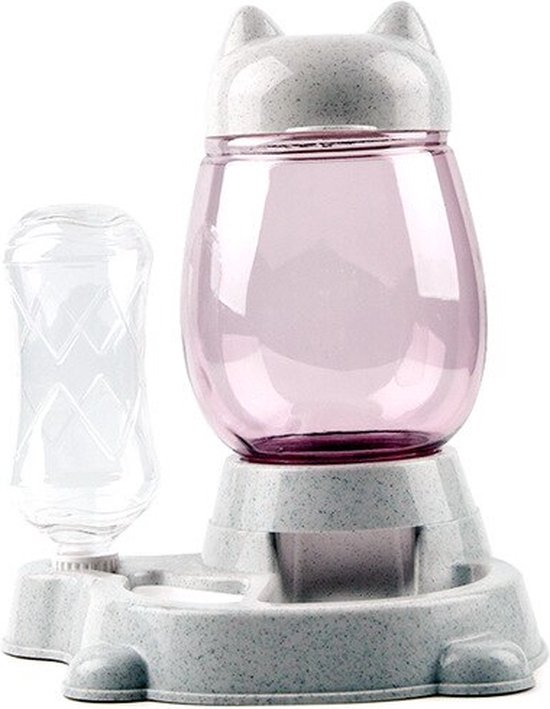 Automatische voerbak - Voerbak - Hond en kat - Waterbak - Voerautomaat voor hond en kat - Voer en drinkbak combinatie - Water dispenser - Drinkbak – Grijs