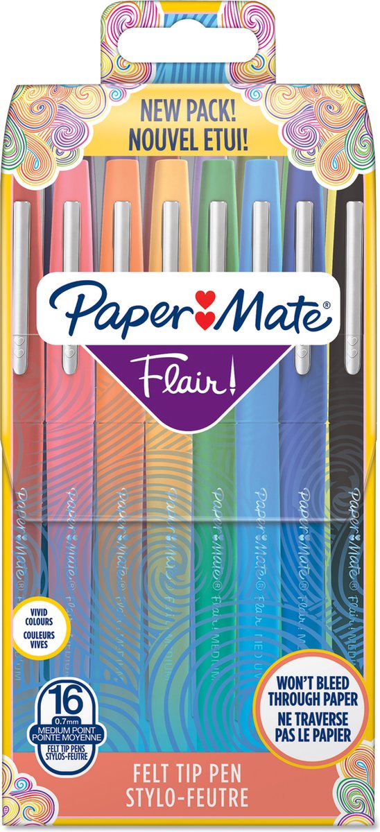Papermate - Flair - Fineliner - Couleurs tropicales - lot de 8 pièces.
