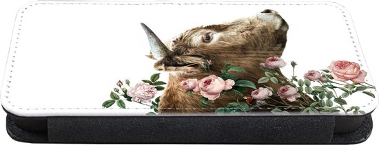 Étui pour téléphone iPhone 13 Bookcase - Highlander écossais - Vache - Fleurs - Avec compartiments - Étui portefeuille avec fermeture magnétique