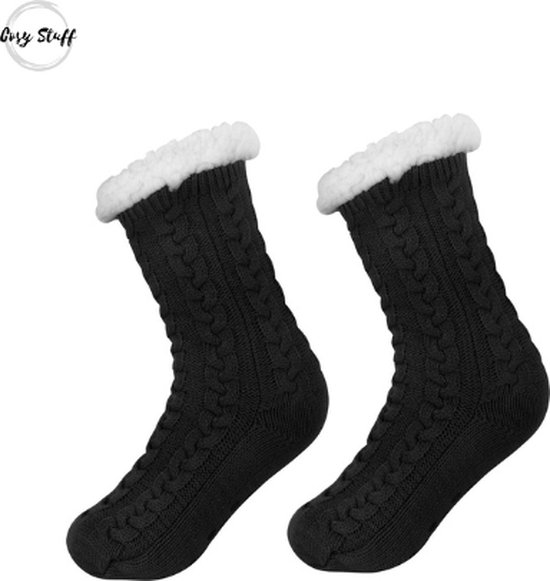 Cosy Stuff - Huissokken Dames en Heren - Zwart - Gevoerde sokken - Anti Slip Sokken - Fleece Sokken - Dikke Sokken - Slofsokken - Warme Sokken - Winter Sokken