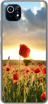 Geschikt voor Xiaomi Mi 11 hoesje - Kleurrijke lucht boven vele Klaprozen - Siliconen Telefoonhoesje