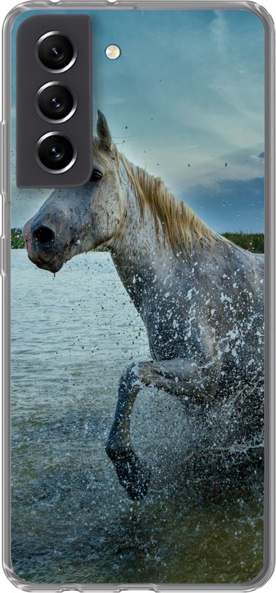 Coque Samsung Galaxy S21 FE - Cheval - Water - Goutte - Coque de téléphone en Siliconen