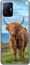 Geschikt voor Xiaomi 11 Lite 5G NE hoesje - Schotse Hooglander - Water - Horens - Siliconen Telefoonhoesje