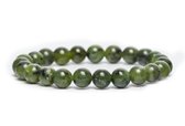 Bixorp Gems - Bracelet de pierres précieuses de jade canadien vert - Bracelet vert foncé poli