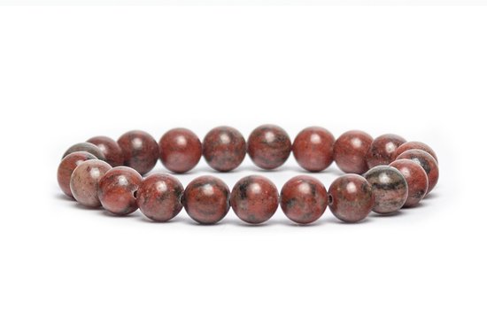 Foto: Bixorp gems edelsteen armband van sesam rode natuursteen gepolijste edelsteen kralenarmband natuurlijk bewerkt cadeau voor haar 20cm