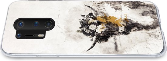 OnePlus 8 Pro - Highlander écossais - Peinture - Fleurs - Coque de téléphone en Siliconen