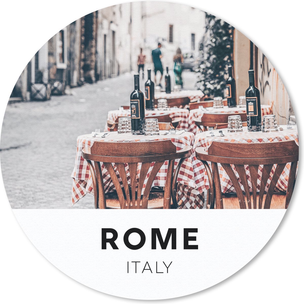 Muismat rond 30x30 cm - Mousepad Italië - Rome - Restaurant - Ronde muismatten