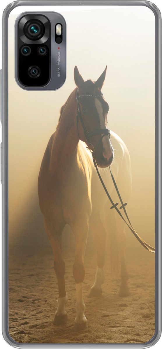Telefoonhoesje Geschikt voor Xiaomi Geschikt voor Redmi Note 10S hoesje - Paard - Licht - Zand - Siliconen Telefoonhoesje Telefoonhoesje