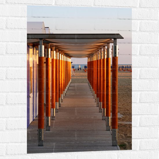 WallClassics - Muursticker - Jetée sur la plage - 60x90 cm Photo sur Muursticker