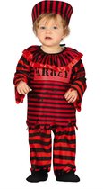 FIESTAS GUIRCA, S.L. - Zwart en rood gekke-gevangene-kostuum voor baby's - 6-12 maanden
