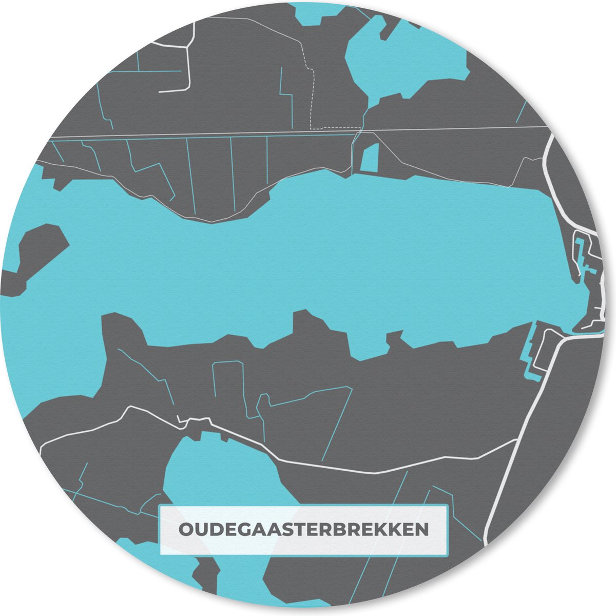 Muismat rond 40x40 cm - Mousepad Plattegrond - Oudegaasterbrekken - Stadskaart - Nederland - Kaart - Ronde muismatten - Stadskaart